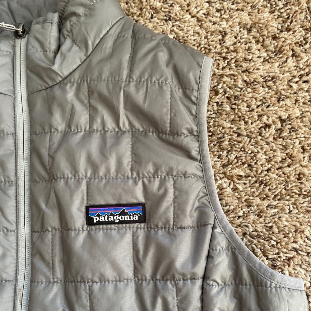Patagonia Nano Puff Vest Womens Medium Gray Gorpcore Outdoor Better Homes Logo - Picture 4 of 12